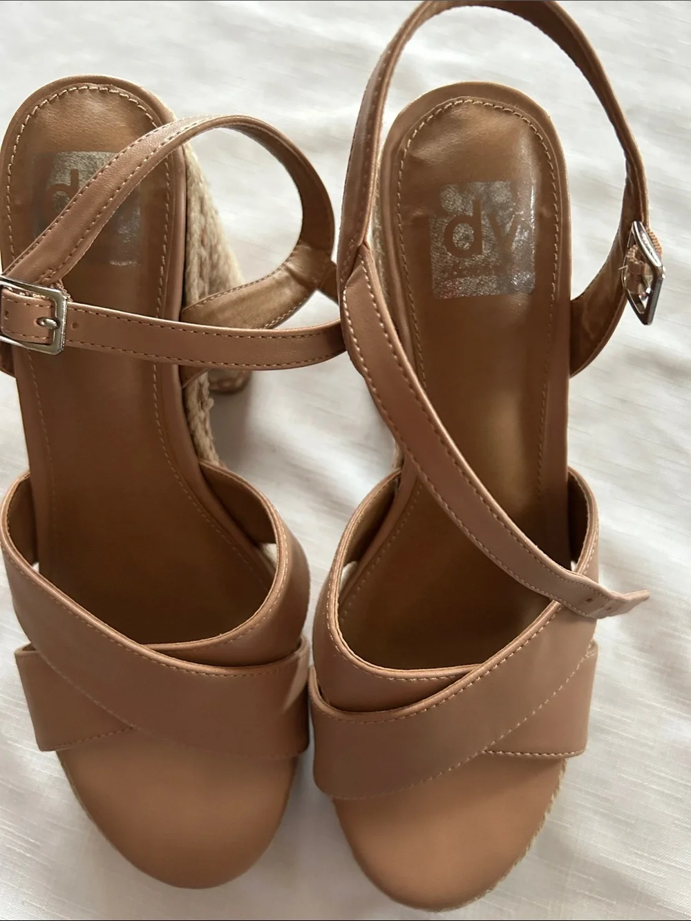 Dolce Vita Tan Cross-Strap Wedge Sandals